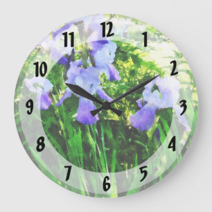 Reloj Redondo Grande Iris púrpuras en los suburbios