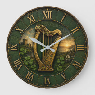 Reloj Redondo Grande Irish Celtic Harp