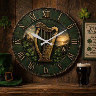 Reloj Redondo Grande Irish Celtic Harp