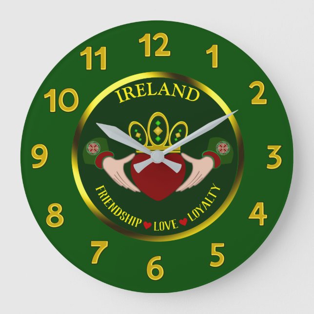 Reloj Redondo Grande Irish Claddagh Personalized (Anverso)
