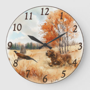 Reloj Redondo Grande Irlandés Setter en el Campo – Elegancia en la Caza