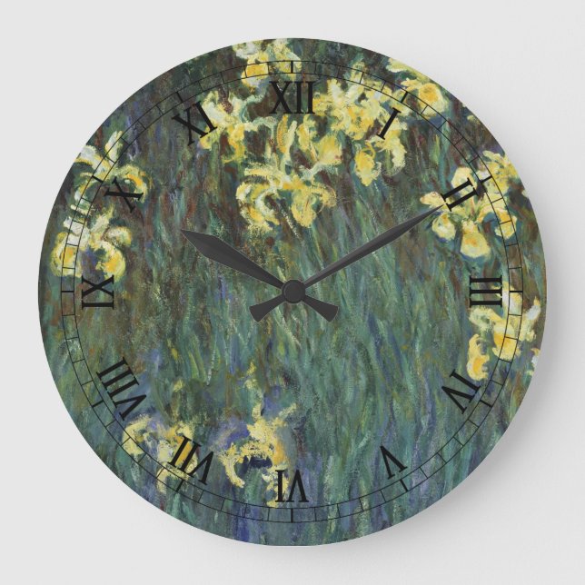 Reloj Redondo Grande Irritos amarillos de Claude Monet, Bella Artes de  (Anverso)