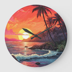 Reloj Redondo Grande Isla paraíso de playa tropical al atardecer