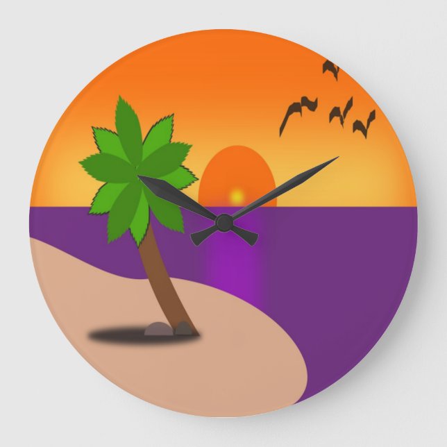 RELOJ REDONDO GRANDE ISLA TROPICAL (Anverso)