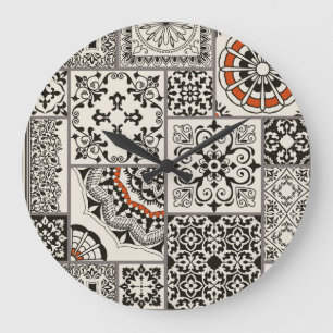 Reloj Redondo Grande Islam Arabic Majolica Tiles Patchwork