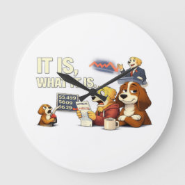 Reloj Redondo Grande It Is What It Is – Funny Dog Illustration