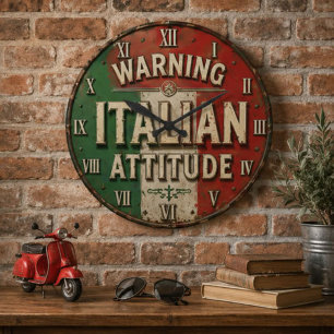 Reloj Redondo Grande Italian Attitude Vintage Italy Flag 