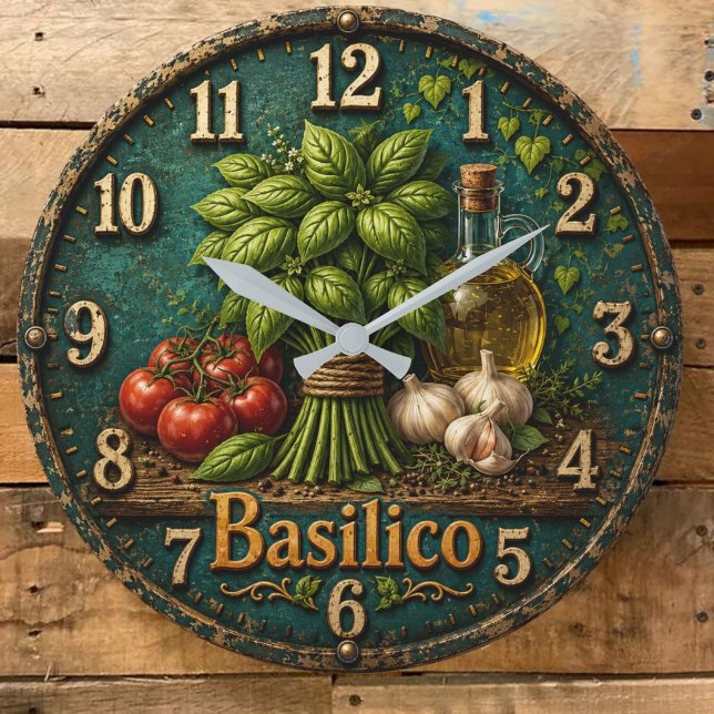 Reloj Redondo Grande Italian Basil Kitchen  Rustic Farmhouse  (Subido por el creador)