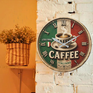 Reloj Redondo Grande Italian Coffee Rustic Kitchen Vintage Espresso
