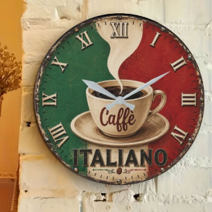 Reloj Redondo Grande Italian Coffee Vintage Café Espresso Kitchen Gift