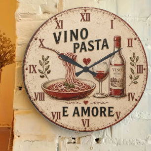 Reloj Redondo Grande Italian Kitchen Rustic Wine & Pasta Farmhouse