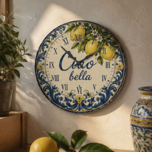 Reloj Redondo Grande Italian Mediterranean Kitchen Amalfi Coast Lemon