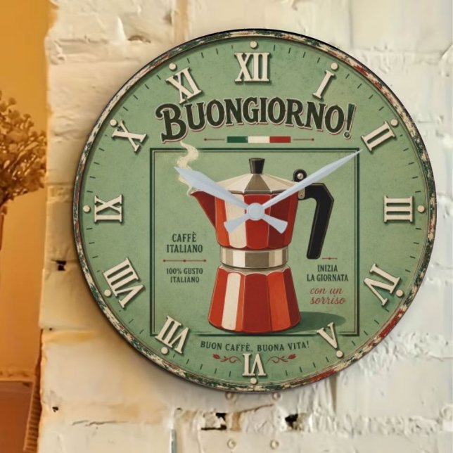 Reloj Redondo Grande Italian Moka Pot Coffee Kitchen Decor (Subido por el creador)