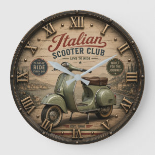 Reloj Redondo Grande Italian Scooter Club Vintage Vespa Style Scooter