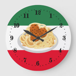 Reloj Redondo Grande Italian spaghetti meatballs decor