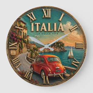 Reloj Redondo Grande Italy La Dolce Vita Vintage Coastal Mediterranean 