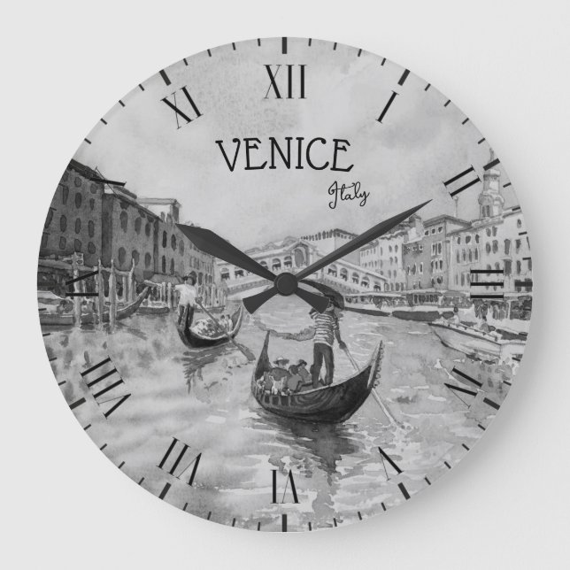 Reloj Redondo Grande Italy Travel - VENICE black and white souvenir  (Anverso)