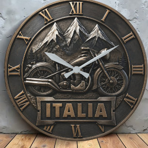 Reloj Redondo Grande Italy Vintage Motorcycle Rustic Mountain Garage