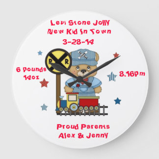 Reloj Redondo Grande It's a Boy Teddy bear Train