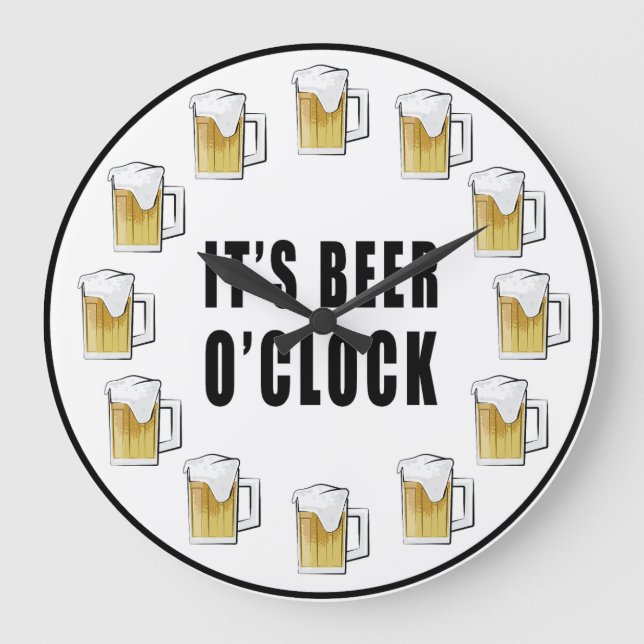 Reloj Redondo Grande It's Beer O'clock - Funny Clock Design (Anverso)