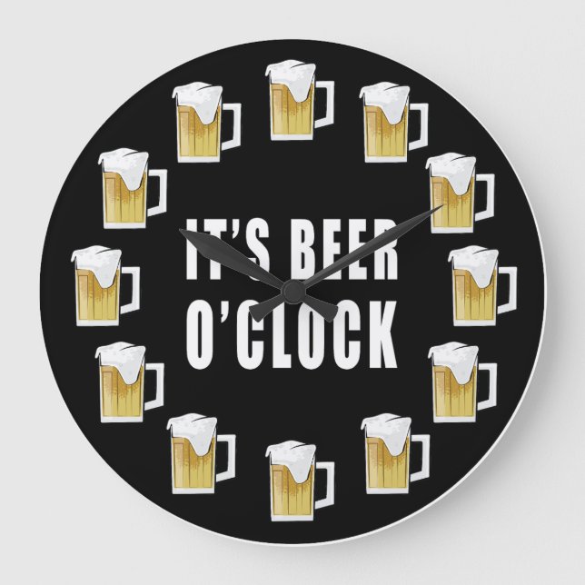 Reloj Redondo Grande It's Beer O'clock - Funny Clock Design (Anverso)