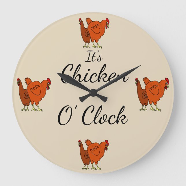 Reloj Redondo Grande It's Chicken O' Clock (Anverso)