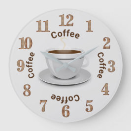 Reloj Redondo Grande It's Coffee O'Clock, Coffee Cup and Text