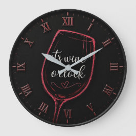 Reloj Redondo Grande It's Wine O'Clock Modern Minimalist 