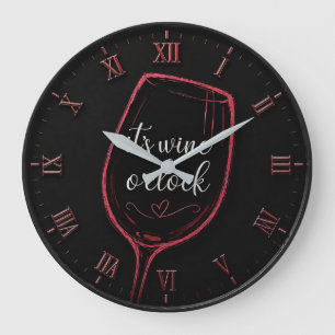 Reloj Redondo Grande It's Wine O'Clock Modern Minimalist