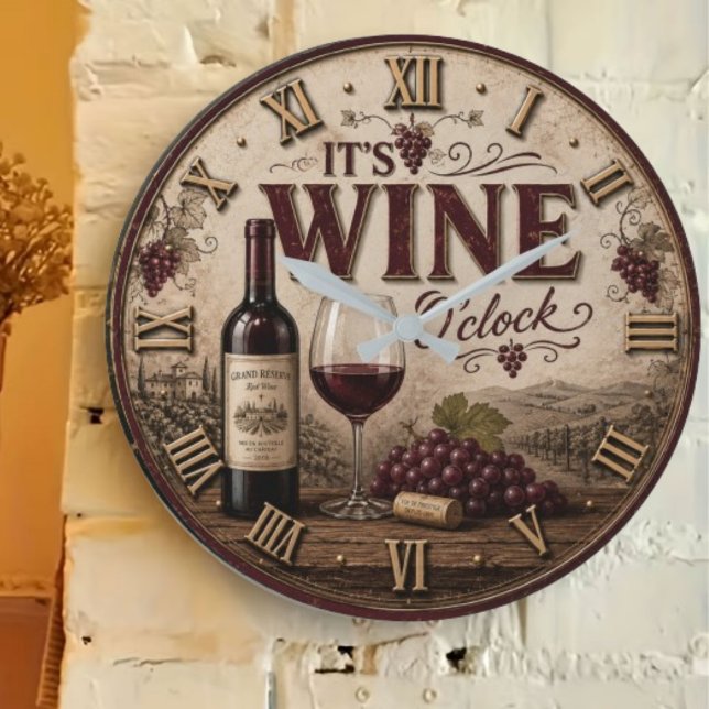 Reloj Redondo Grande It's Wine O'Clock Vintage Vineyard  (Subido por el creador)