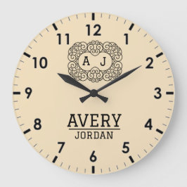 Reloj Redondo Grande Ivory Cream Personalized Custom Monogram Classic