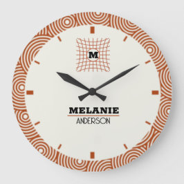 Reloj Redondo Grande Ivory with White Geometric Monogram Elegant Gift