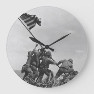 Reloj Redondo Grande Izando la bandera en Iwo Jima