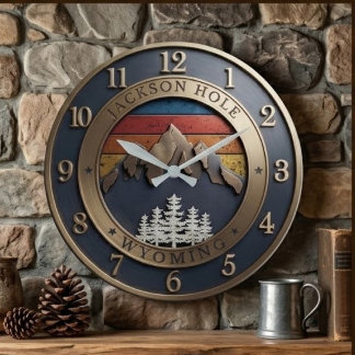 Reloj Redondo Grande Jackson Hole Wyoming Vintage Sunset Mountain