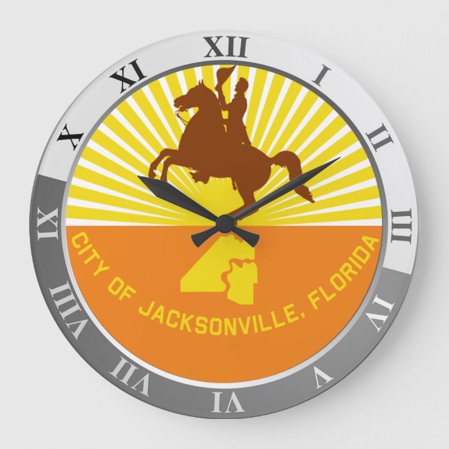 Reloj Redondo Grande Jacksonville flag Large Clock (Anverso)