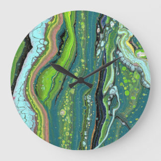 Reloj Redondo Grande Jada 3 Crazy Green Abstract Clock