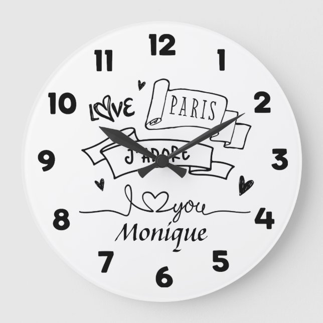 Reloj Redondo Grande J'Adore Paris I Love You Paris (Anverso)