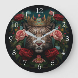 Reloj Redondo Grande Jaguar with Crown in Flowers Painting            