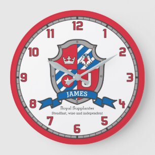 Reloj Redondo Grande James boys nombra la letra J escudo de pájaro