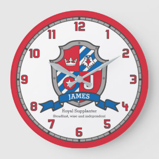Reloj Redondo Grande James boys nombra la letra J escudo de pájaro