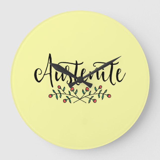 Reloj Redondo Grande Jane Austen Yellow Floral Austenite (Anverso)