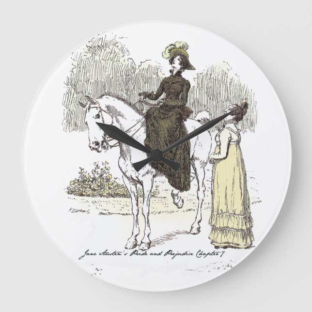 Reloj Redondo Grande Jane on Horseback - Jane Austen Pride & Prejudice (Anverso)