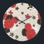 Reloj Redondo Grande Japanese Art Traditional Floral Pattern<br><div class="desc">A beautiful clock featuring Japanese floral pattern.</div>