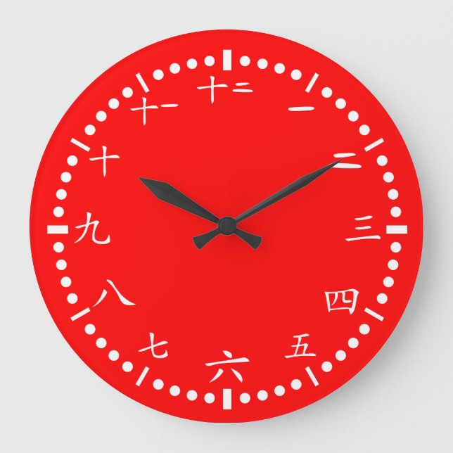 Reloj Redondo Grande Japanese numbers red background (Anverso)