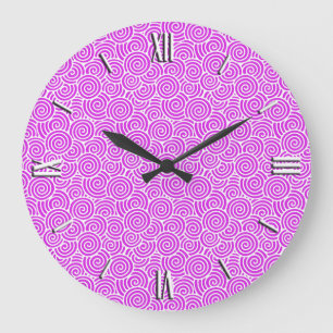 Reloj Redondo Grande Japanese swirl pattern - orchid and white