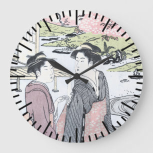 Reloj Redondo Grande Japonés Ukiyo-e Niwa ningún hanami por Eishi