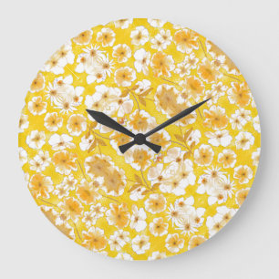 Reloj Redondo Grande Jardín Botánico Mazipoodles - Amarillo mariposo