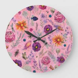 Reloj Redondo Grande Jardín de Floración Caprichosa