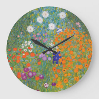 Reloj Redondo Grande Jardín de flores por Gustav Klimt