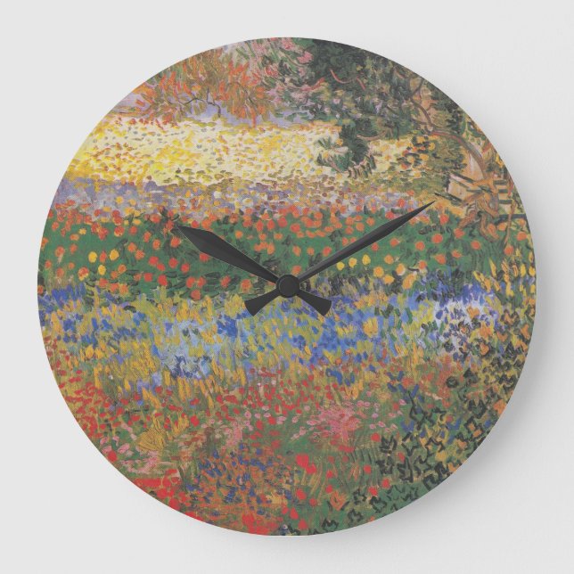 Reloj Redondo Grande Jardín de flores - Vincent van Gogh (Anverso)